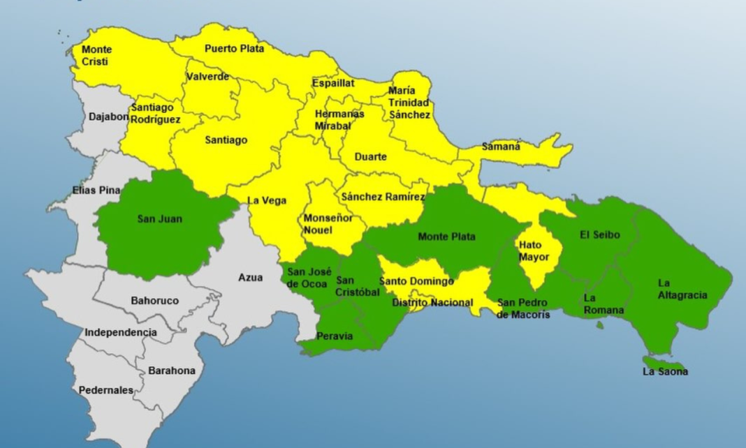 COE reporta 25 provincias bajo alerta por incidencia de vaguada