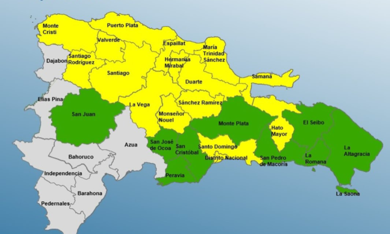COE reporta 25 provincias bajo alerta por incidencia de vaguada