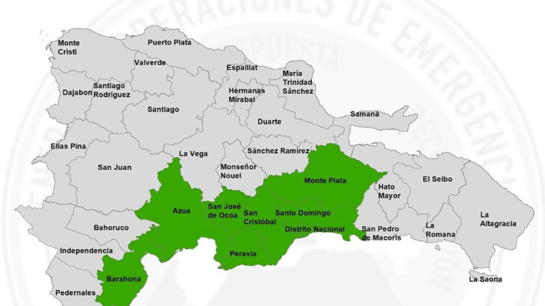 COE coloca ocho provincias y el Distrito Nacional en alerta verde por lluvias